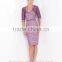 new style knee length satin beaded long sleeve cocktail dresses