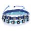 mix layers blue genuine leather bracelets with buckle European style cow leather woven bracelets for valentine's gifts