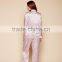 2017 MGOO Customized Pattern Printing Silk Pyjamas Long Sleeve Piping Pocket Satin Sleepwear Set For Women