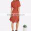 Hot Selling American Costom V Neck Tie Waist Wrap Up Dress Short Sleeve Polyester Spandex Casual Dress