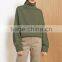 2017 new design style women green color turtleneck long sleeve pullover sweater