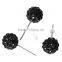 Earring Findings Ear Studs Round Antique Silver Black Pave Bling Rhinestone 10.0mm, 5Pairs
