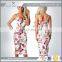 OEM women casual white floral printed midi dress for young girls summer fashion China supplier 2016
