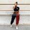 2020 Hip Hop Women's Fashion High Waist Contrast Trouser Color Stitching Beamed Casual Pants Girl Plus Size Streetwear