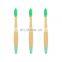 OEM 19cm Bamboo Round tail Toothbrush  Eco- friendly Charcoal Bristles with 40 Holes