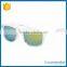 transparent frame sunglasses with ice-blue mirror lens, colorful custom sunglasses