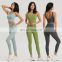 2 Pcs Custom Soft Gym Fitness Sets Women U Back Sports Bra High Waist Yoga Leggings With Pockets