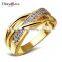 New Product 2017 Cubic Zirconia Hong Kong Factory 2-Tone Plated Wedding Band Ring