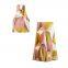 New European and American Fashion Geometric Pattern Printed Neck Top