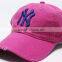 Custom embroidery NY baseball hat washed cotton 6 panel baseball cap distressed hat