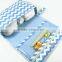 China factory Personalized 3 in 1 blue and white Chevron baby Diaper Bag