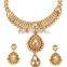 Indian Gold Tone Polish With Imitation Kundan Drop Party Wear Necklace For