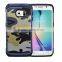 Heavy duty hybrid soft black silicone cover hard Camo for S6 edge