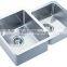 Small Radius R25 Stainless Steel SUS 304 Gauge 18/8 Double bowl kitchen Sink(D03L/R)
