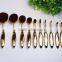 hot sale 10pcs toothbrush style makeup brushes set with gold handle for gift