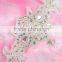 Bridal trimmings clear crystal rhinestone applique with pearls hotfix for wedding dress accessory