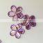 purple color flower design loose beads with hole for sewing on dress