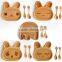 Beautiful rabbit healthy children wooden elegant cutlery set