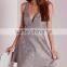 Crepe A-line spaghetti strap sexy women evening dress