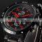 CURREN Black Red Auto Date Display Analog Stainless Steel Strap Male Clock Quartz Sport Men Wrist Watch