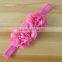 2016 New style wholesale fancy colorful elastic bead center korean flower baby headband