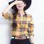 OEM price distributor wholesale slim fit fashion ladies plaid blouse and shirts