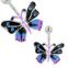 Brilliant Purple Paved Butterfly Dangle Belly Ring Body Jewelry