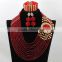Woven flowers Wedding Coral Beads Necklace African Bracelet Earrings Jewelry Sets