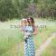 Wholesale China Factory Grey and Blue Print Mommy and Me Dress