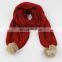 Latest design knitted kids real rabbit fur balls winter scarf wholesale