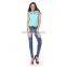 Fashion Adult Women Lace Shoulder Tops Splicing Hemp Beaded Sleeves Summer Shirts