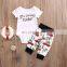 Infant Baby Boy Girl 2pcs Clothes Set Kids Short Sleeve You Serious Clark Letters Romper Tops Car Print Pants 2PCS Outfit Set