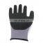 Protective Garden Work Gray Glove Shell 15g Nylon Spandex Black Nitrile Sandy Coating Glove