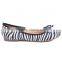 PU flat zebra girls bowknot shoes