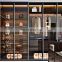 modern wooden bedroom aluminium glass door wardrobe cabinets with led light