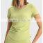 Hot Sale Custom Logo Ribbed Built In Bra Slim Fit Short Sleeve Breathable Quick Dry Gym Yoga Sports Wear T-Shirt For Women