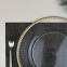 Custom 13 inch Vintage Party Banquet Plastic Beads Clear Table Charger Plates With Gold Rimmed