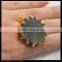 LFD-0080P ~ Wholesale Fashion Jewelry Gold Plated Round Gear Natural Labradorite Pendant Bead , Charm Necklace Pendants Je