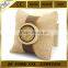 Women Bamboo material Soft Leather Band causal quartz watch japan movt