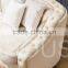 Living Room Classical French Furniture Fabric Button Beige Corner Sofa AL043