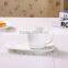T00217 big handle white porcelain tea cup with saucer