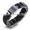 stainless steel genuine leather bracelet