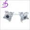 Black and White CZ 925 Sterling Silver Earrings in Micro Pave Setting