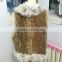 factory price lady's knitted rabbit fur vest with natural fox fur collar