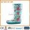 Beautiful summer flower pattern rubber rain boots for women