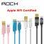 Genuine IOS9.3 MFI USB Cable for iPhone 6S Plus iPad iPod Nylon Wooven 120cm 2.4A High Speed Charge Data Sync ROCK for iPhone SE