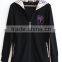 Comfortable Winter Long sleeve girls Thick Hoody Coat Back with hat made in China