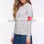 Adorable Long Sleeve Red Heart Print Sweatshirt,latest Design Ladies Crewneck Sweatshirt