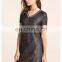 sporty and luxe V neck short flare sleeve frock tee dress low price made in china