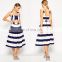 OEM Service fashion Stripe Cut Out Midi Prom Dress